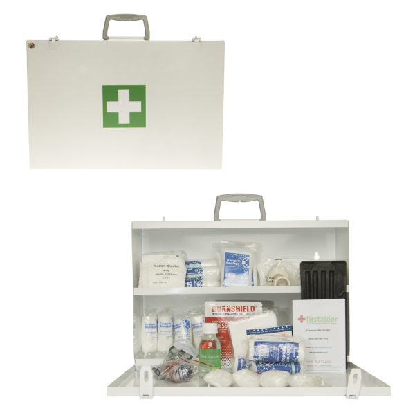 Regulation 3 First Aid Kit in White Metal Box Large (5-50) Persons