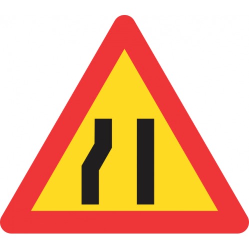 TW330 Temporary Road Narrows Left Sign