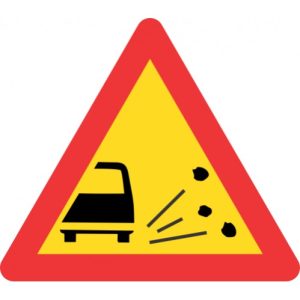 TW338 - Temporary Loose Stones Road Sign