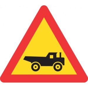 TW344 - Temporary Construction Vehicles Crossing From Left Road Sign