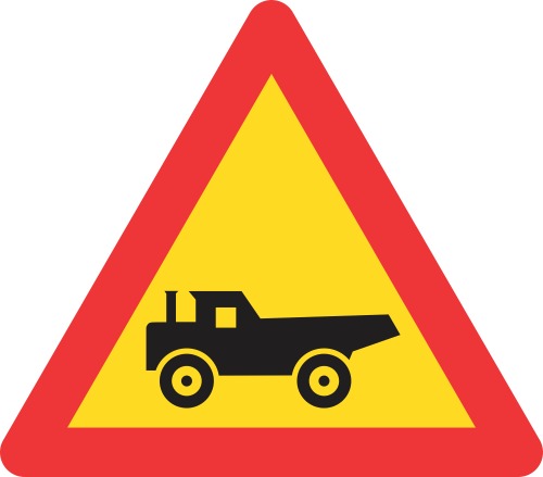 TW345 - Temporary Construction Vehicles Crossing From Right Road Sign