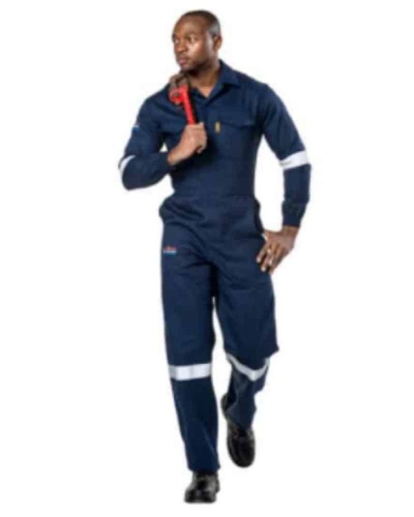 D59-FLAME-ACID-BOILERSUIT Boiler – Dromex D59 Navy Blue Flame and Acid Overalls With Reflective