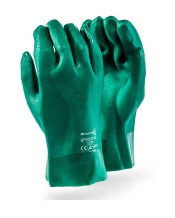 HEAVY-DUTY-GREEN HEAVY DUTY Green Textured PVC Open Cuff 27cm wrist length