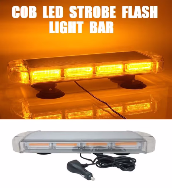 Construction Vehicle COB LED Strobe Roof Top Flash Amber Light Magnetic Mount.
