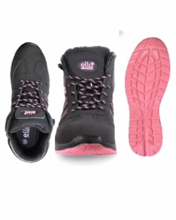 JASMINE-1 Ella, Jasmine,Smooth Leather, Ladies Safety Boot, Black/Pink