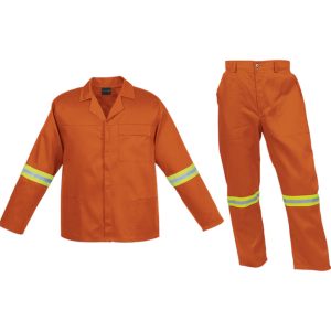 2 Piece Orange Work Suit With Reflective Arms And Legs