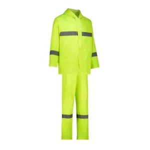 REBEL AquaSkin Rubberised Hi Viz Lime Reflective Rain Suit
