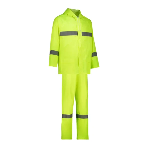 REBEL AquaSkin Rubberised Hi Viz Lime Reflective Rain Suit